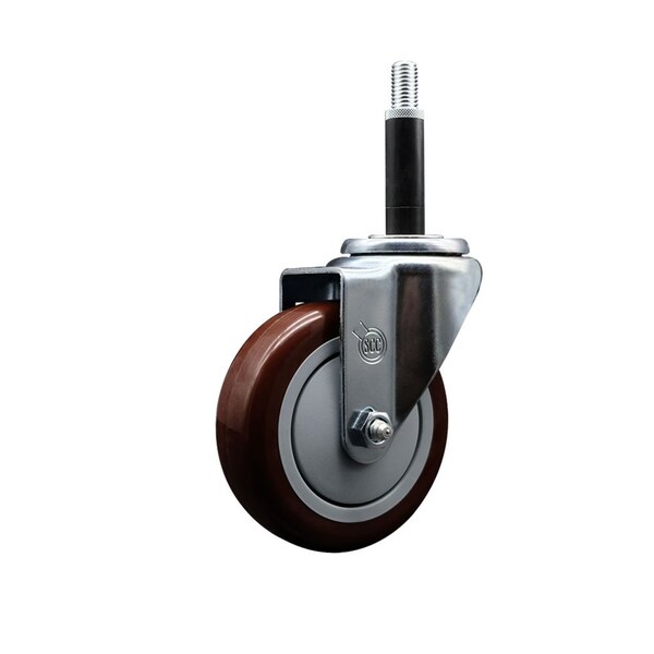 Service Caster 4'' Maroon Poly Wheel Swivel 3/4'' Expanding Stem Caster SCC-EX20S414-PPUB-MRN-34 - main